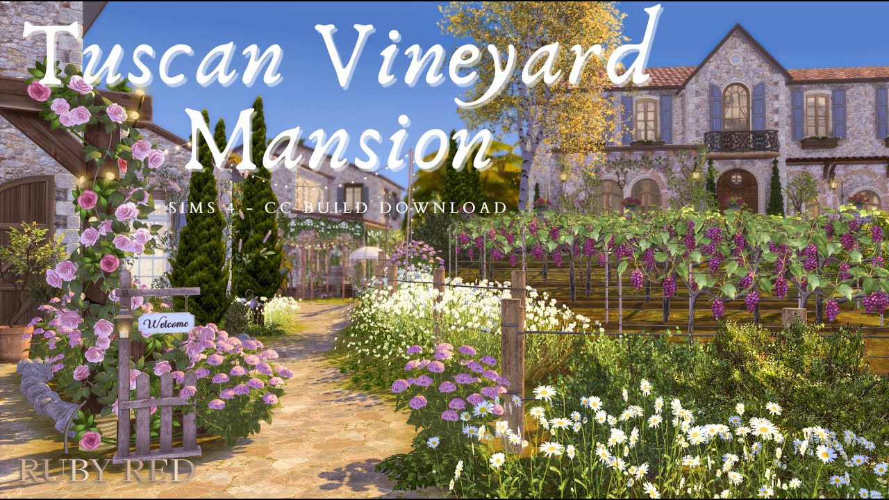 Sims 4 Tuscan Vineyard Mansion | House Tour | CC build | 模擬市民4 托斯卡納葡萄莊園 | CC房屋導覽