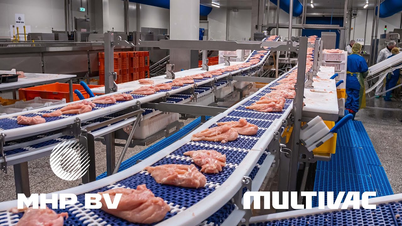 Kipfilet van MHP in bulk verpakken op MULTIVAC TX 730 traysealer