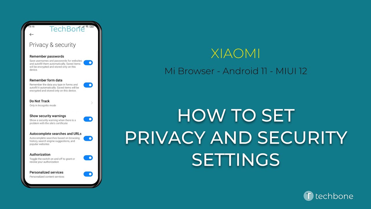 How to Set Privacy and Security settings - Xiaomi Mi Browser [Android 11 - MIUI 12]