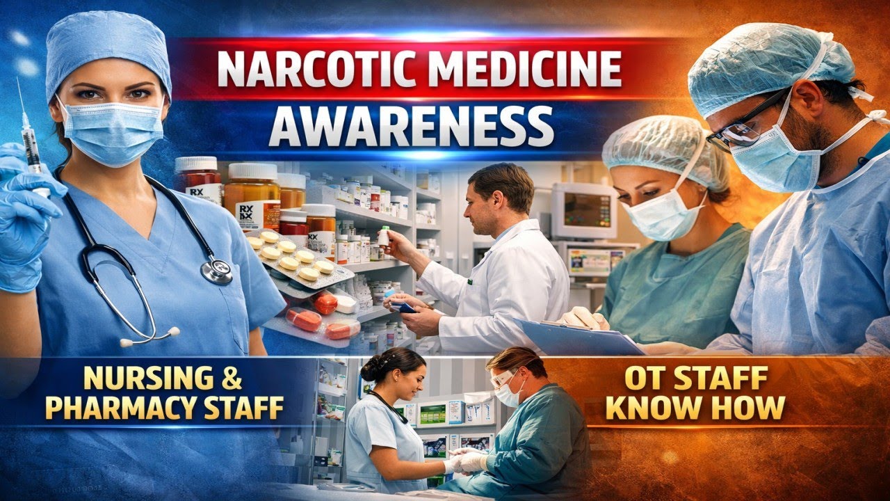 Narcotic medicines are known to and handled by nursing staff, pharmacy staff, and OT staff.