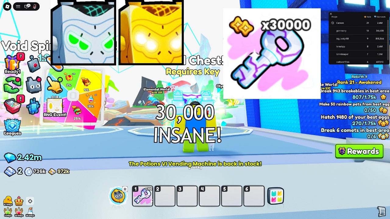 I Opened 30,000 Void Chest Keys... And Got Lucky (Pet Simulator 99)