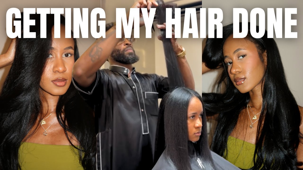 GETTING MY HAIR PROFESSIONALLY DONE | SILK PRESS WITH LONG LAYERS