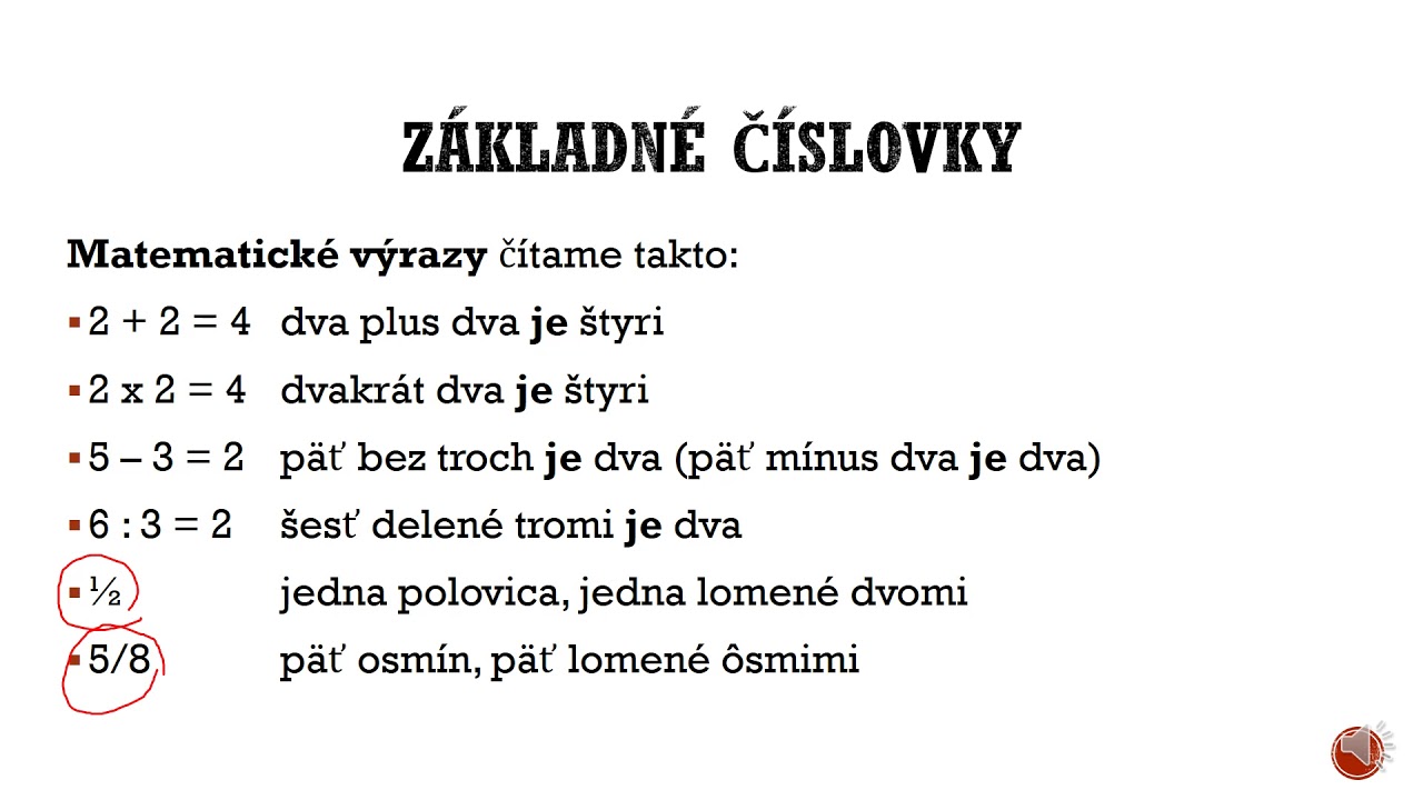 Číslovky   opakovanie