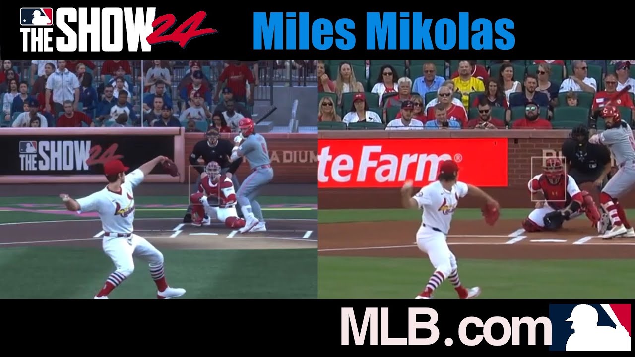 ⚾️  Miles Mikolas  - MLB the Show 24 vs Real Game Pitching Motion