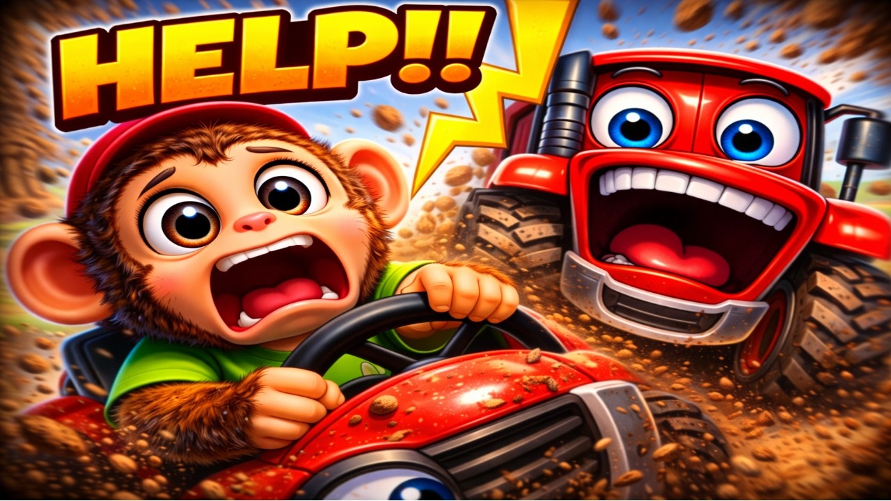 Monkey Drives Talking Tractor! 😱 Funny Farm Adventure for Kids