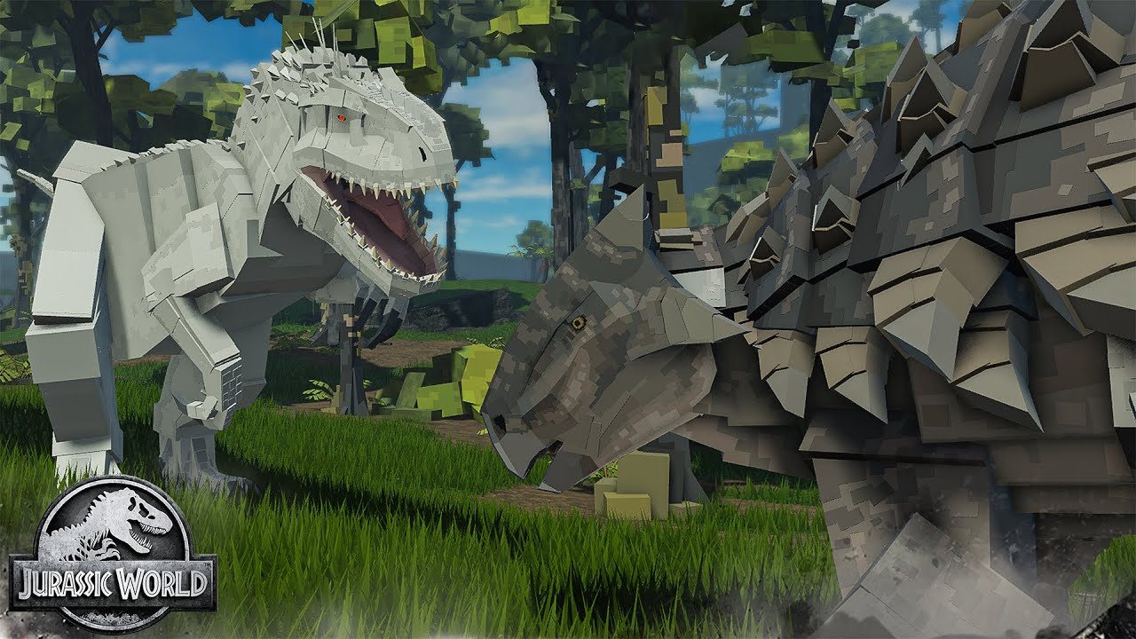 Indominus Rex VS Ankylosaurus Movie Scene Roleplay - Jurassic Blocky
