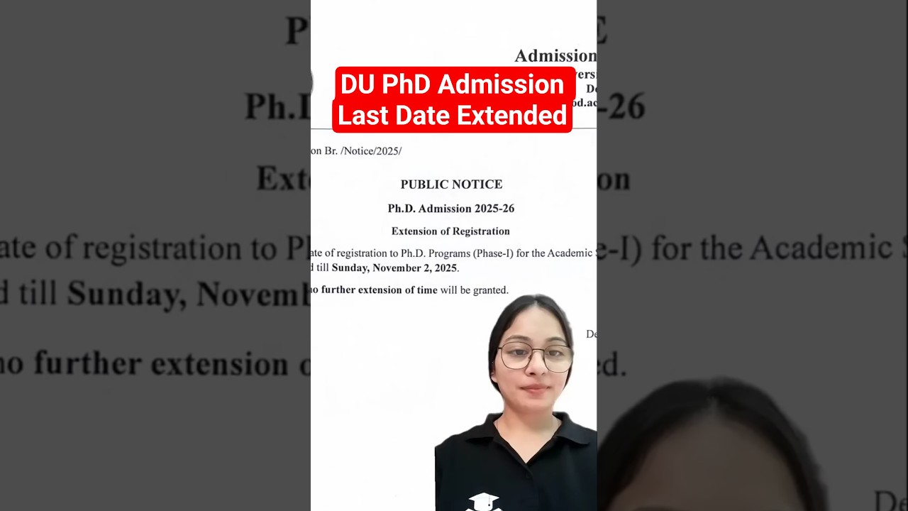 BIG UPDATE - DU PhD Admission Last Date Extended #shorts #phd