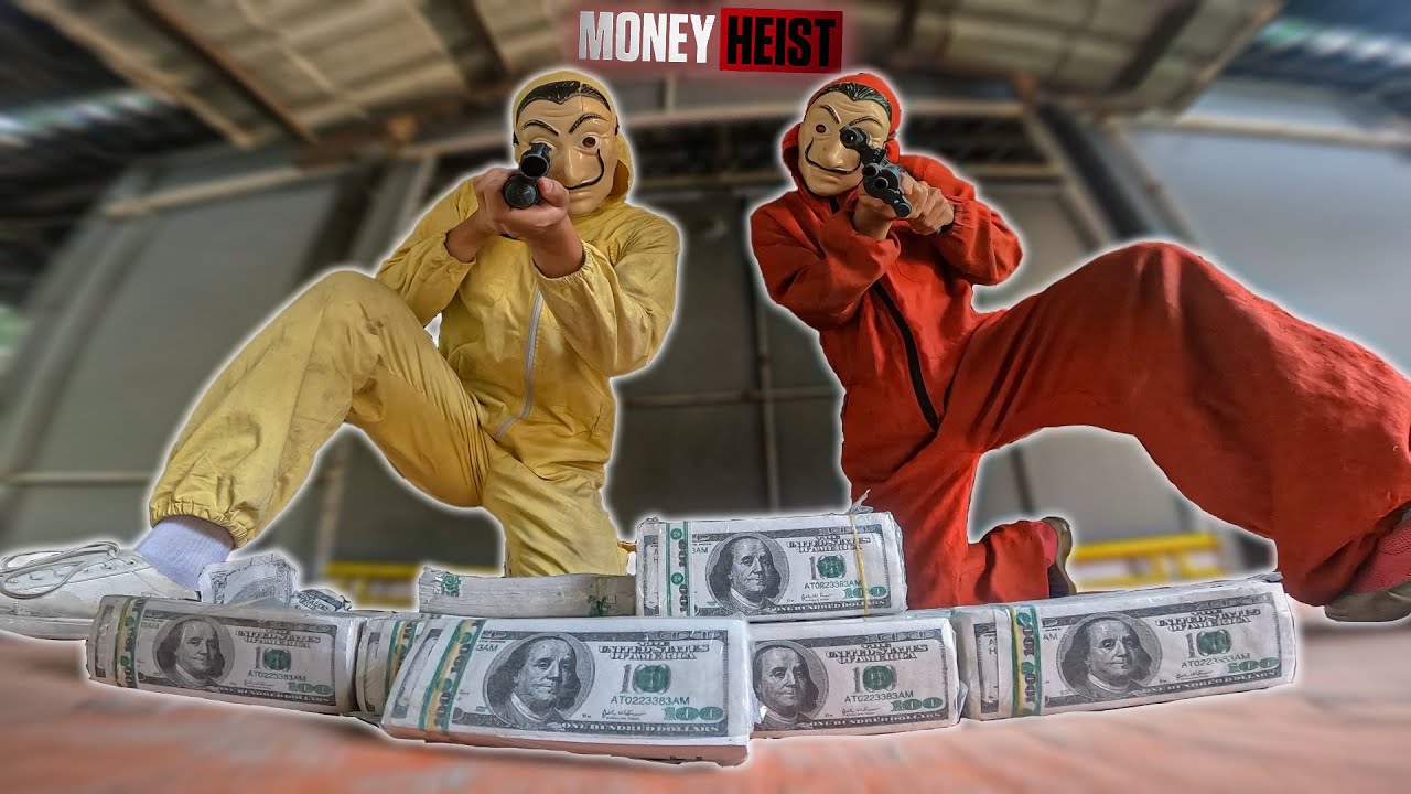 Паркур MONEY HEIST 2 | ESCAPE from POLICE In REAL LIFE (bella ciao remix) ограбление денег желтый