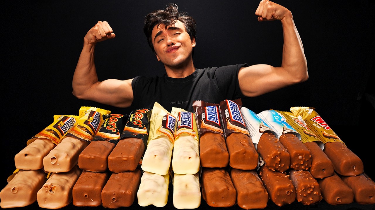 ASMR EATING CHOCOLATE ICE CREAM (SNICKERS, MARS, BOUNTY, TWIX) DUBAI CHOCOLATE MUKBANG
