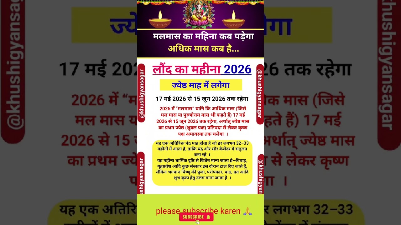 लौंद का महीना 2025-2026 | #2026​ में अधिक मास कब है | लौंद का महीना कब पड़ेगा | Adhik Maas (Laund)