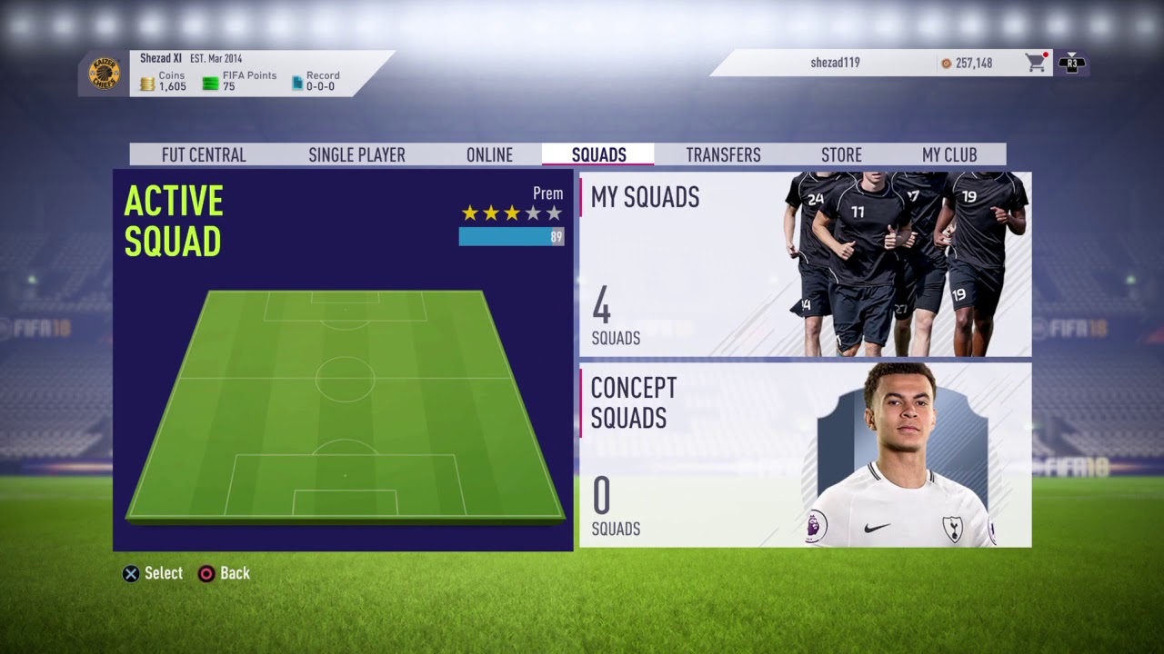 FIFA 18 FUT menu