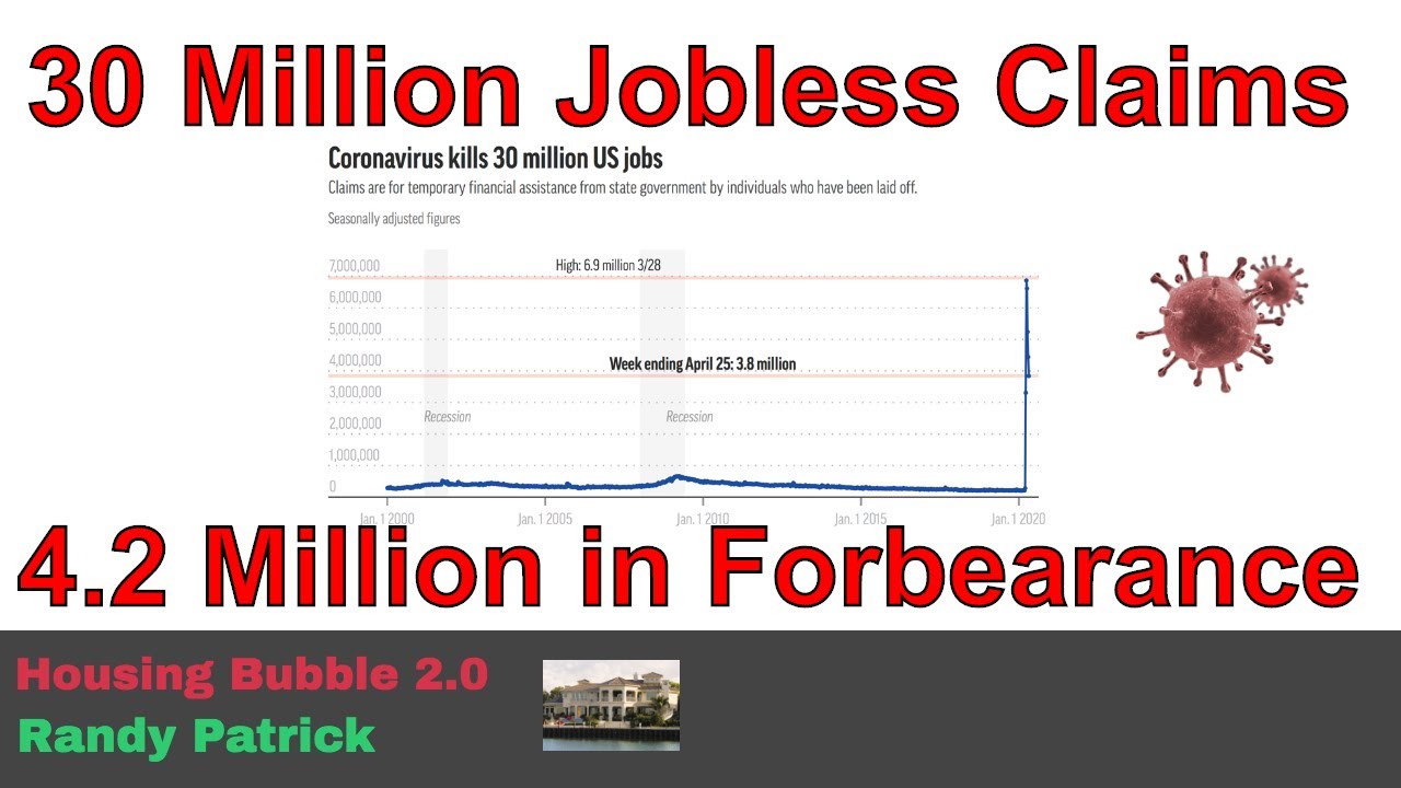 Housing Bubble 2.0 - 30 Million Jobless Claims - 4.2 Million in Forbearance - Still More on the Way