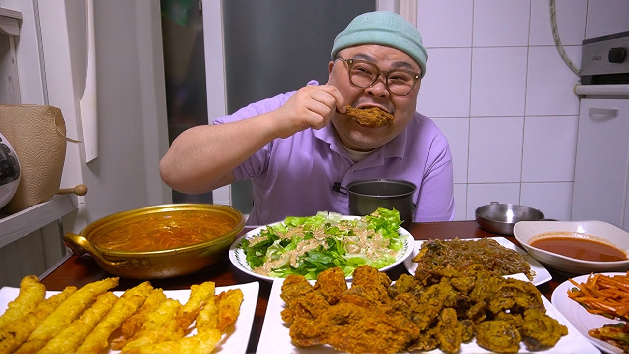 고아재!치킨은 거들뿐..튀김 폭탄!!│뭔가 기름진 튀김이 땡기는날 ㅋㅋ 치킨먹방 Mukbang Eatingshow [Fried Chicken,Fried shrimp]