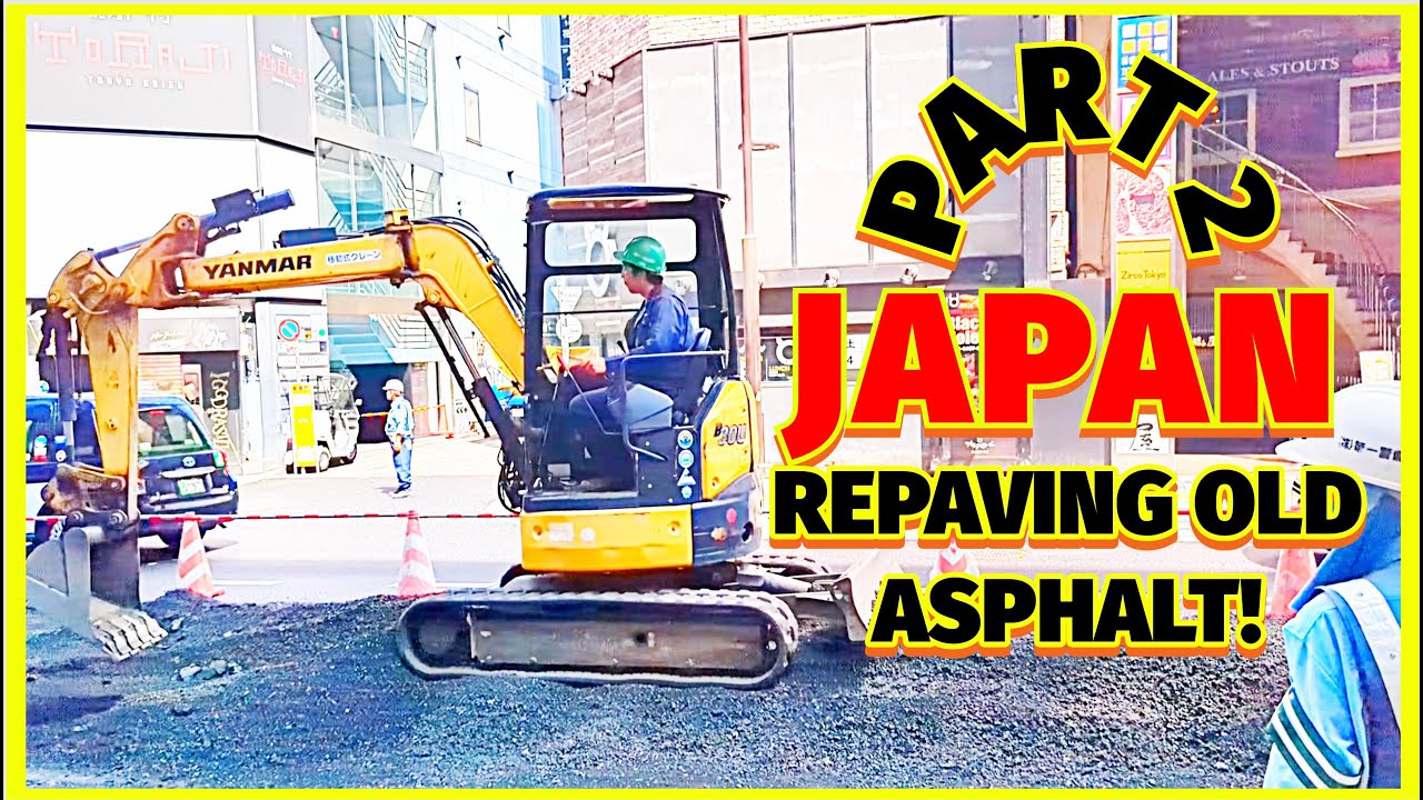JAPAN - TOKYO - STEP BY STEP MODERN ASPHALT REPAVING PART 2. @MasterWorkers