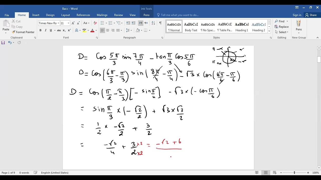 Bac 1 - Rappel Trigonometre