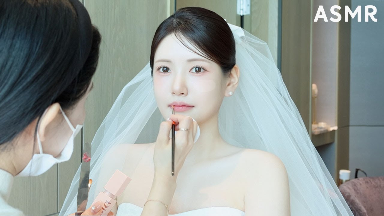 ASMR 실제 결혼식 7시간전..! 바다 앞 신부 대기실에서 받아보는 웨딩 메이크업🤍