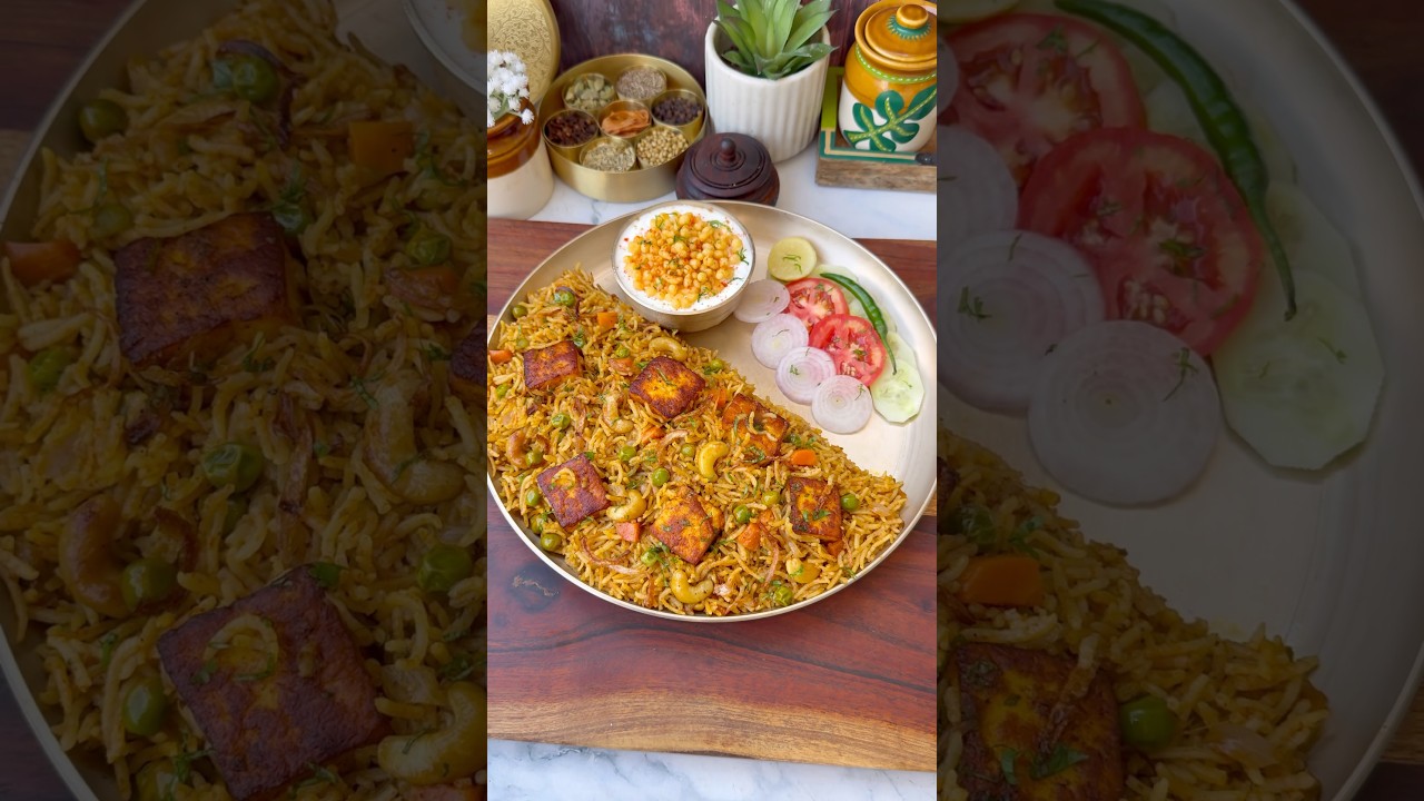 Shahi Paneer Pulao Recipe😍 #shorts #pulao #trending #viralvideo