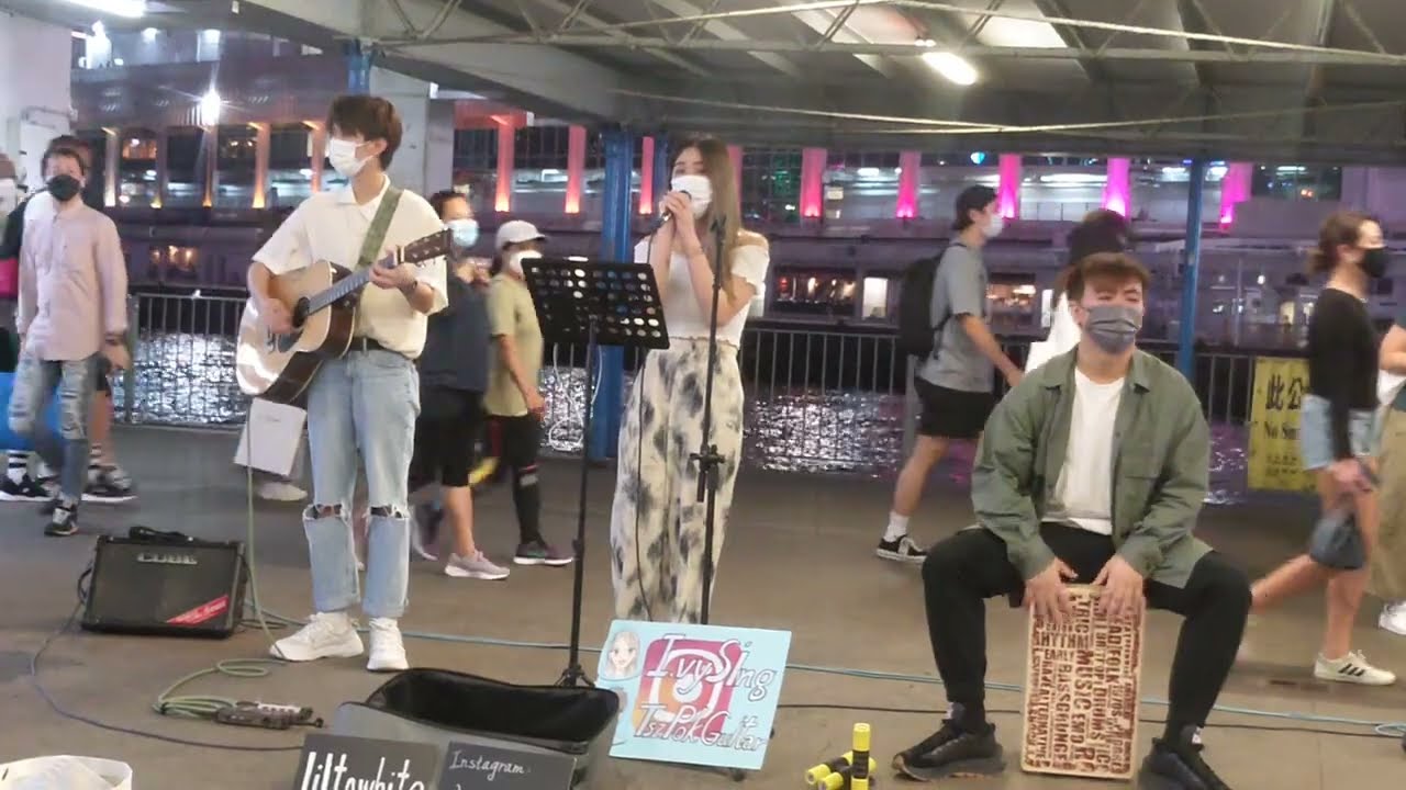 記憶棉 / 小心地滑 - MC張天賦 (Cover by Lilto x TszPok x Leong) @尖沙咀碼頭Busking 2022.05.22