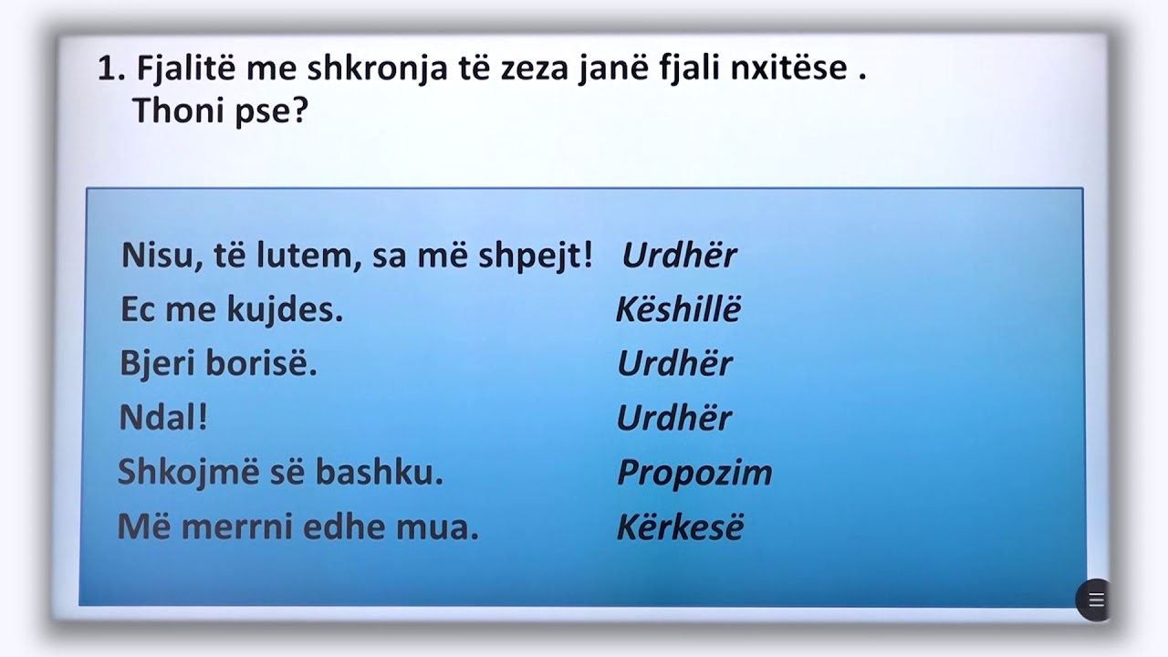 4 01 025 - Java e pestë - Gjuhë shqipe - Si t'i dallojmë fjalitë nxitëse