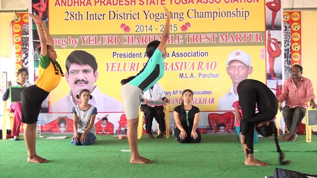 Junior Girls performing at 28th Inter District Yogasang Championship