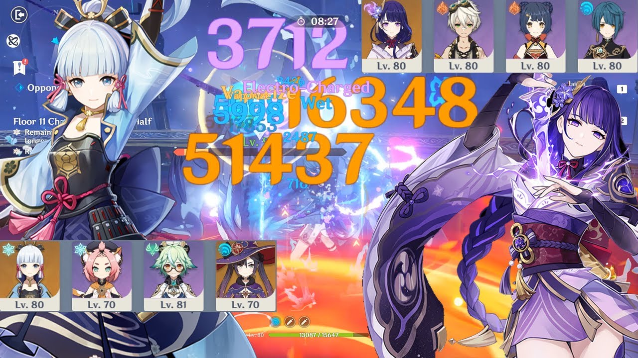 4.8 Abyss - F2P Ayaka Freeze & Raiden National Destroy Spiral Abyss Floor 11 - Genshin Impact
