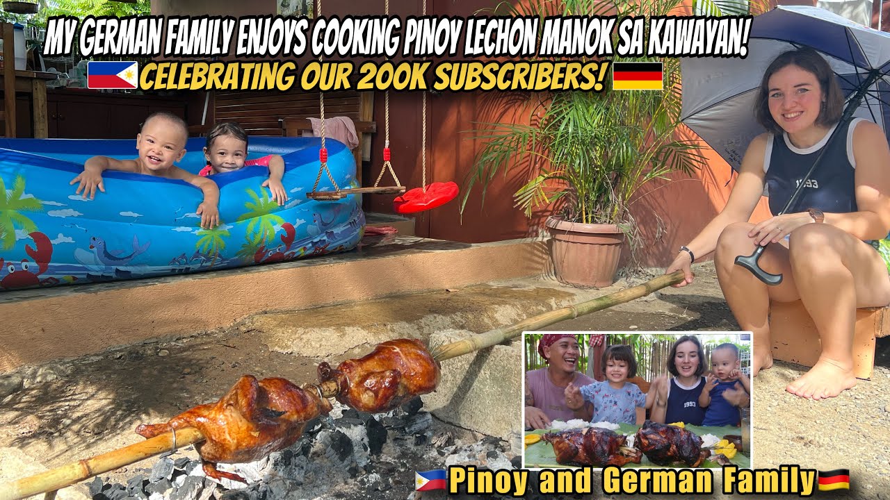 My German Family Enjoys Cooking Pinoy lechon manok sa Kawayan!Celebrating our 200k subscribers.