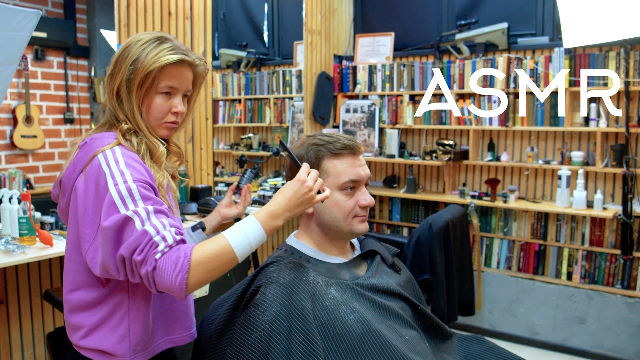 💈(ASMR) Gentle hands and honed skills produced a wonderful result. #barber #asmr #femalebarber