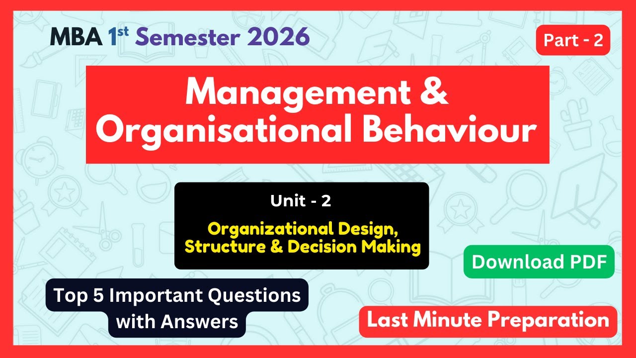 Management and organizational behavior mba important questions | MOB #mba #mob Mba 1 Semester unit-2