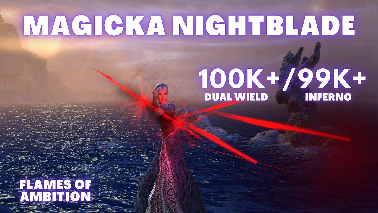 ESO PVE Magicka Nightblade 100k+ (Flames of Ambition) Build/Rotation/More parses in Description