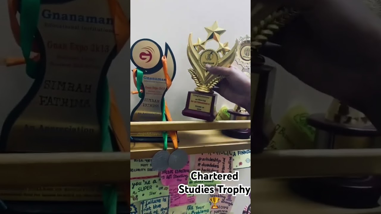 Chartered studies Trophy on clearing CA Intermediate .