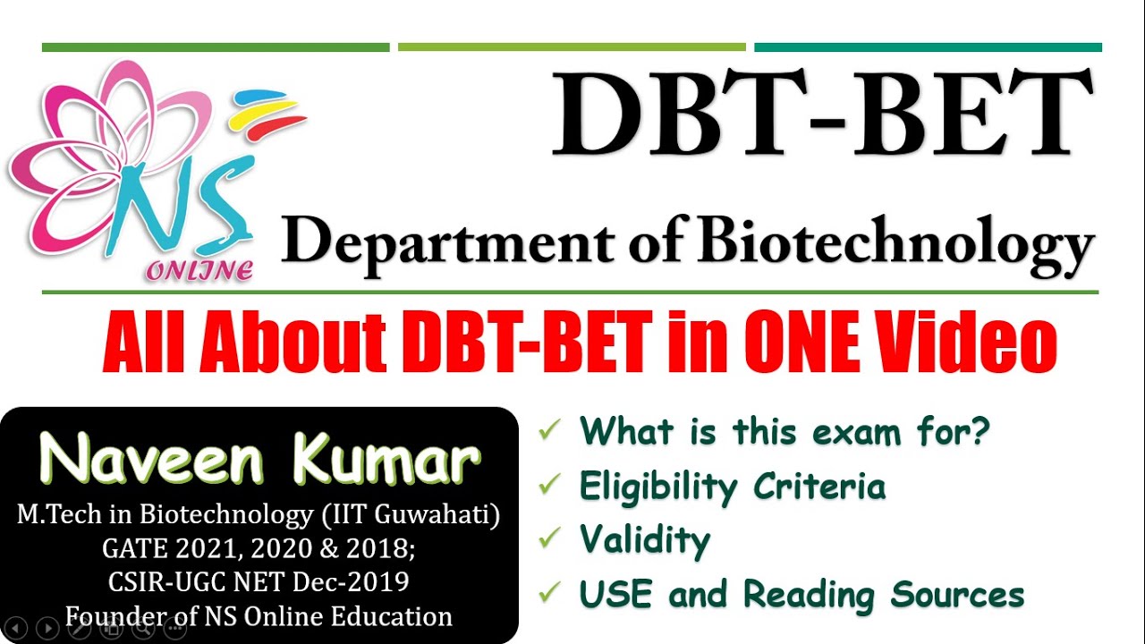 DBT -BET 2021 || Department of Biotechnology || Biotechnology Eligibility Test
