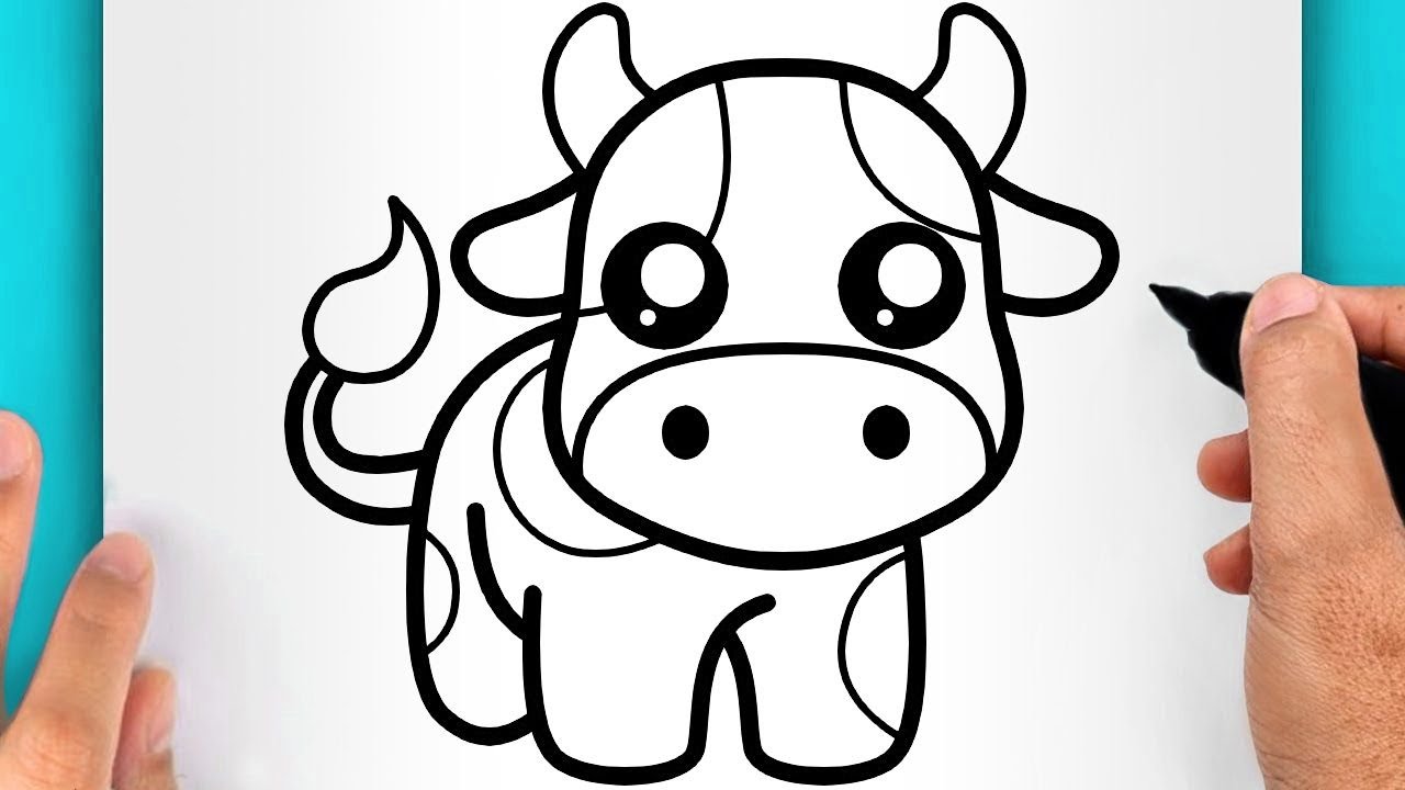 DISEGNI FACILI DA FARE | COME DISEGNARE UNA MUCCA FACILE (VIDEO DI DISEGNI KAWAII)