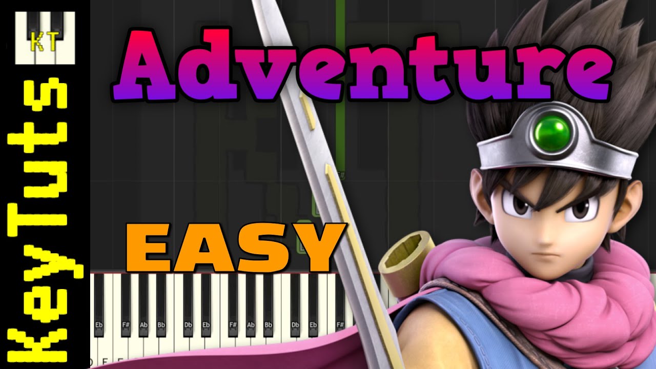 Adventure [Dragon Quest III] - Easy Mode [Piano Tutorial] (Synthesia)