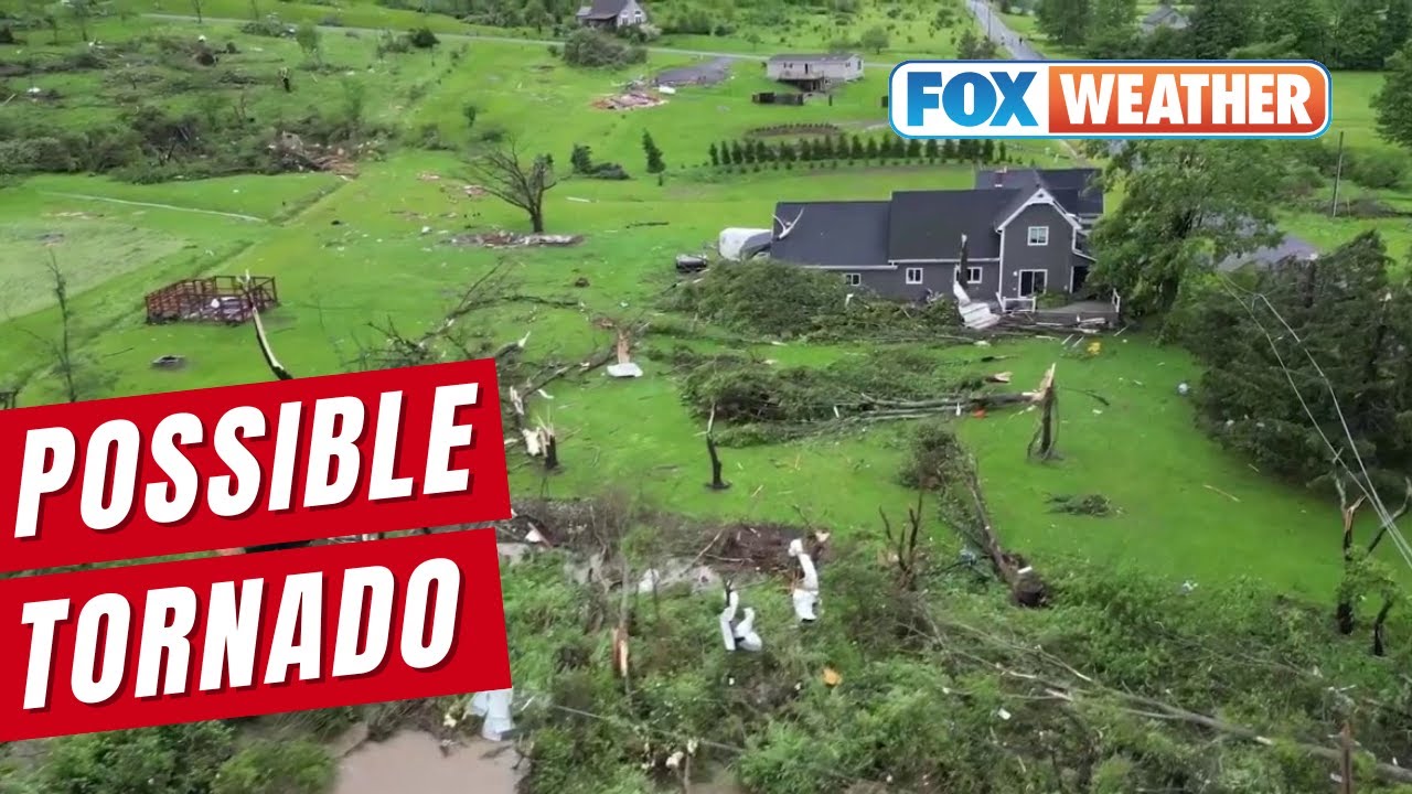 Watch: Drone Video Shows Aftermath Of Tornado-Warned Storm In New York