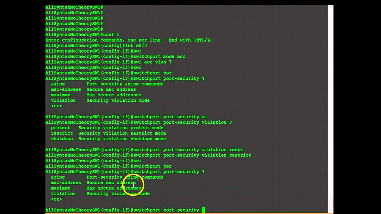 How to configure Port Security cisco switch