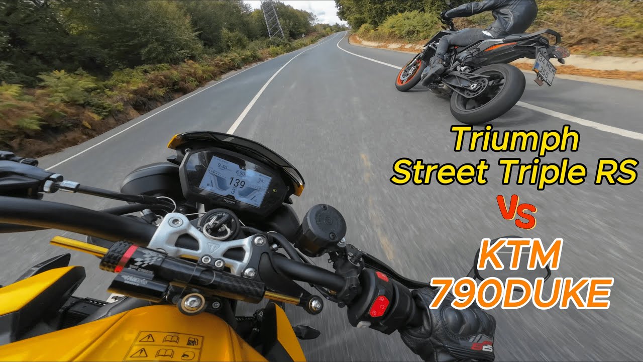 790 Duke VS Street Triple 765 RS - Darlikta sert kapışma! - Bol virajlı kapışma