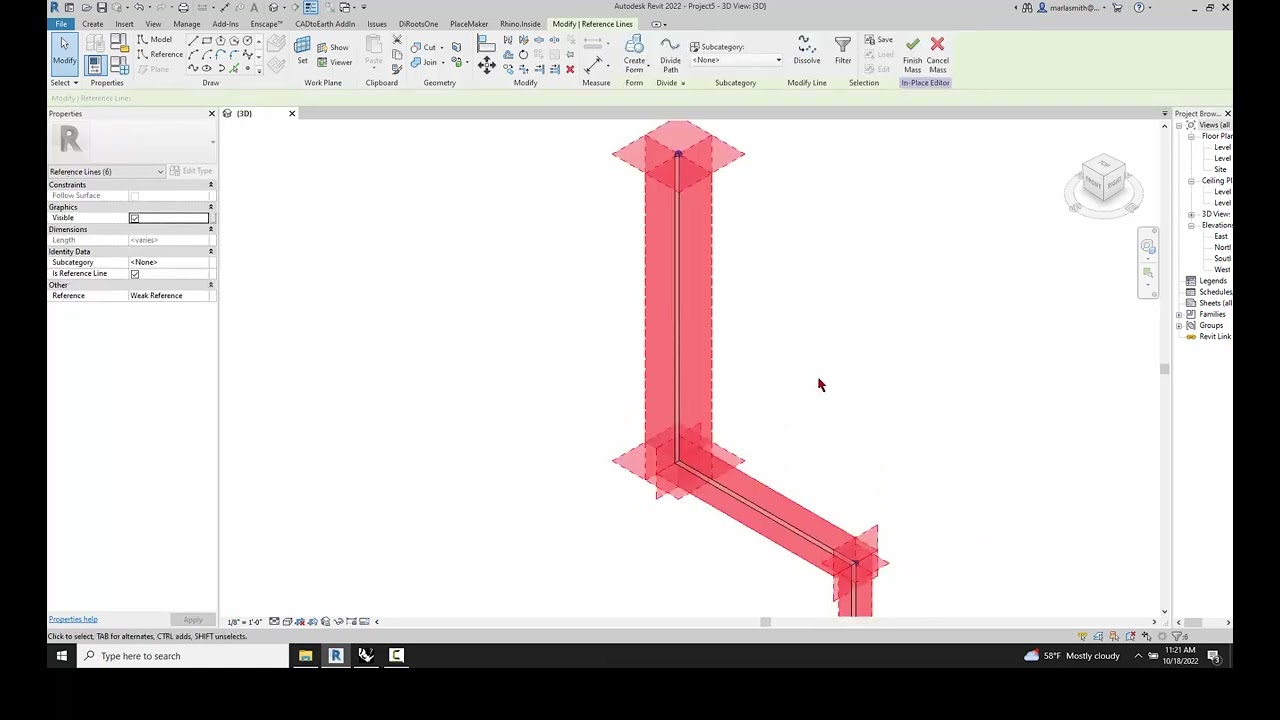 Revit Mass Piping from Rhino Component Model in Place Mass
