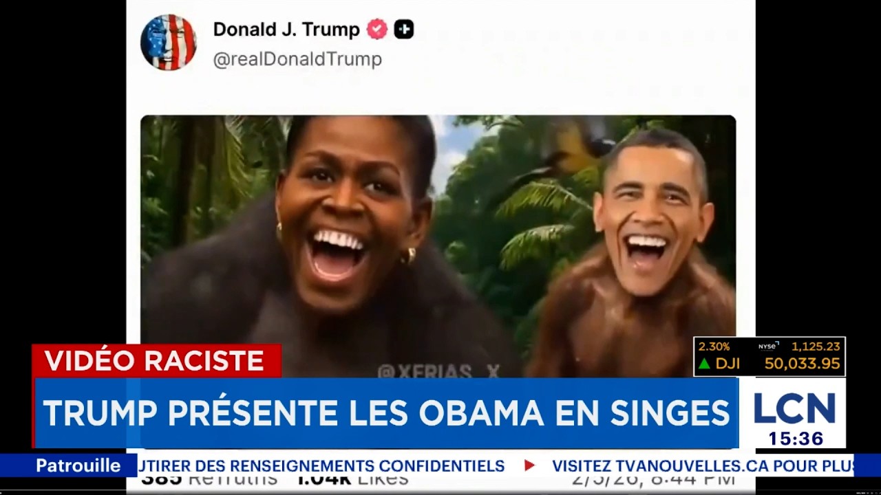 Vidéo raciste: Trump présente les Obama en singes