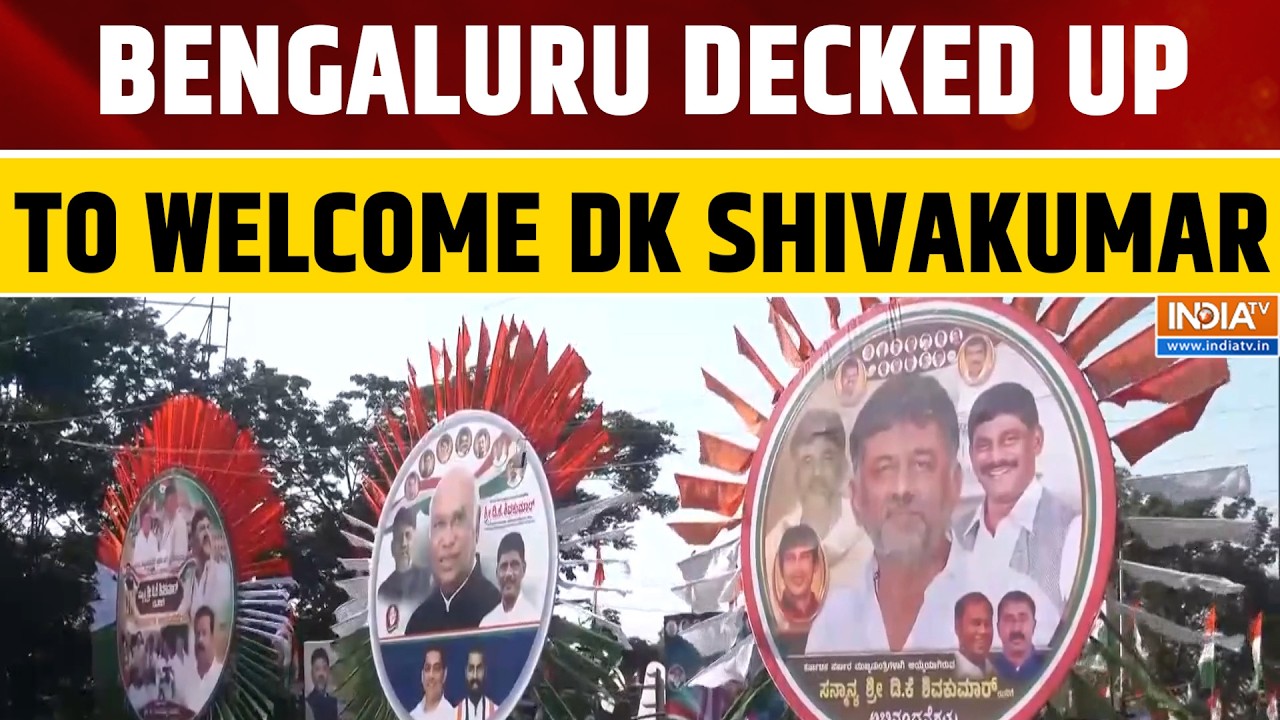 Shivakumar Oath-Taking: Bengaluru Decked with Banners to Welcome CM-Designate DK Shivakumar