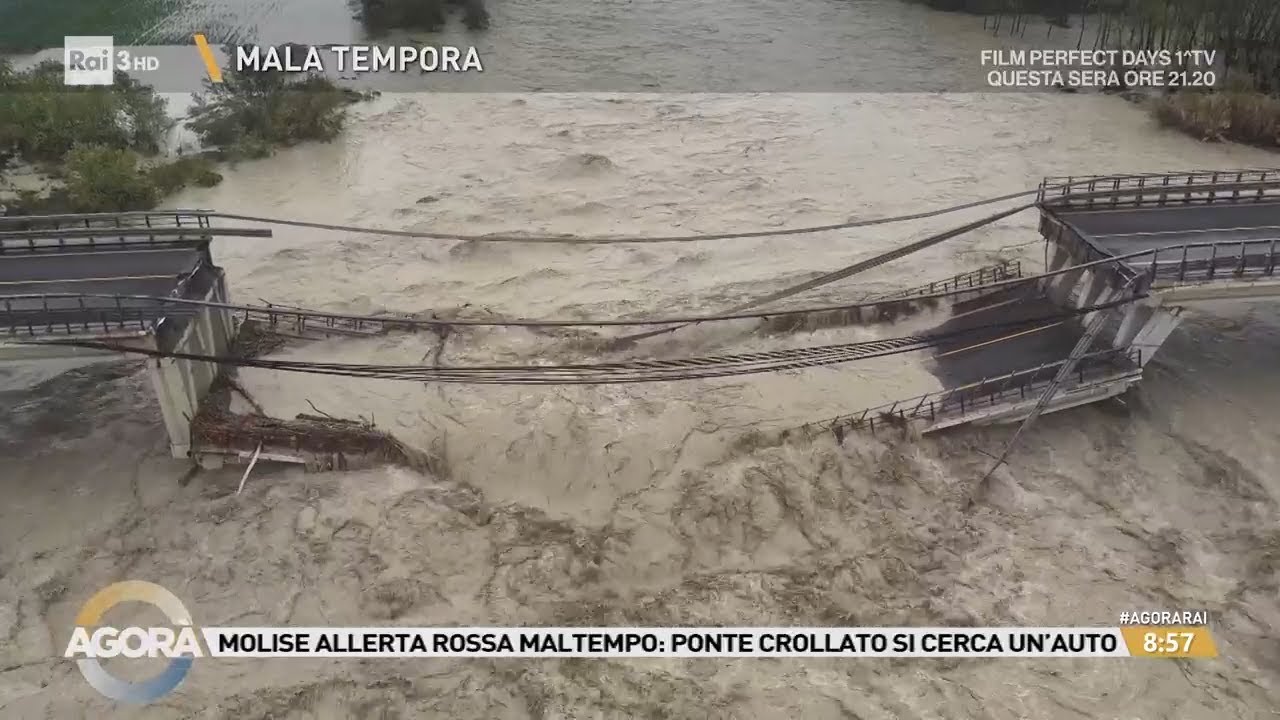 Alluvione in Molise: fiume Trigno esonda una persona dispersa - Agor&agrave; 03/04/2026