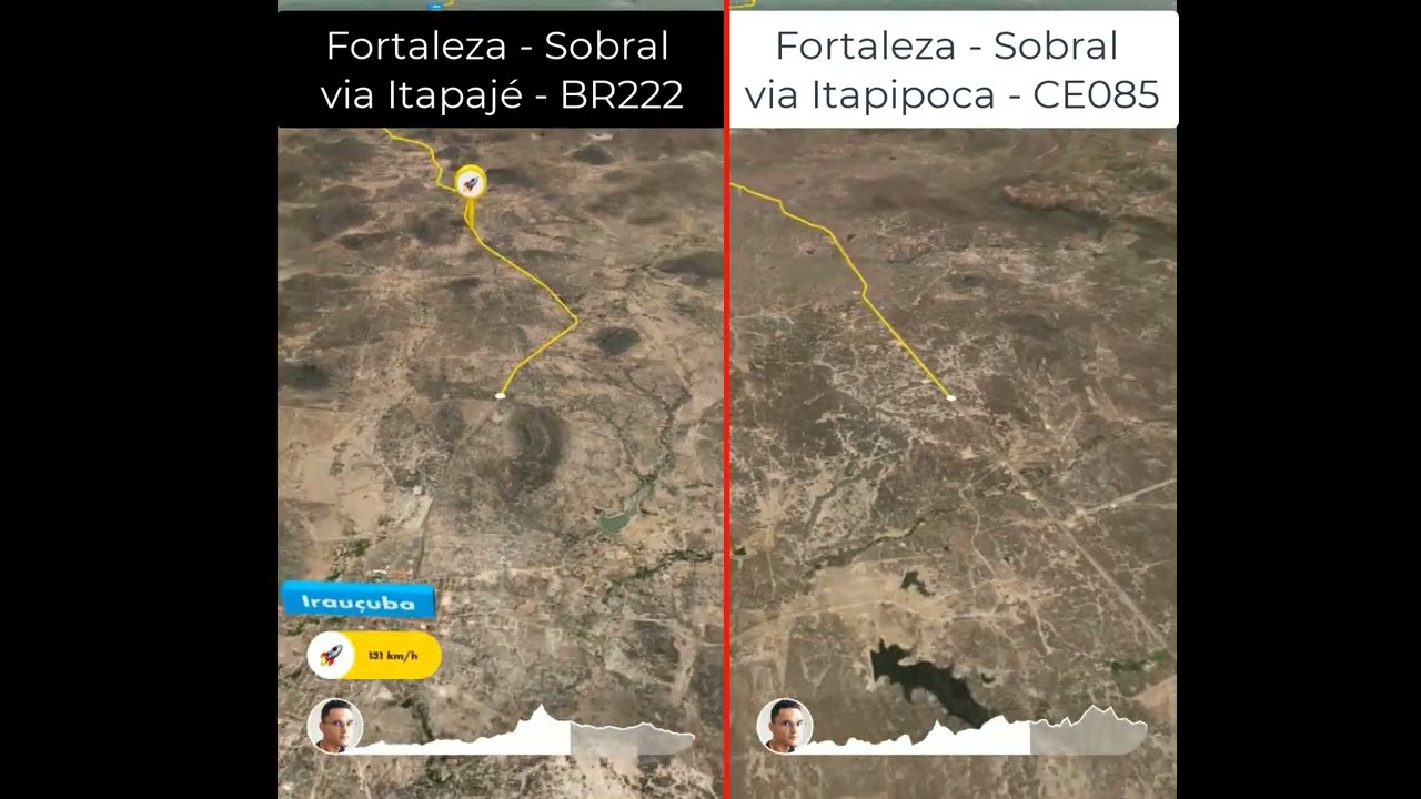 Mapa - Fortaleza Sobral via BR 222 e via CE 085