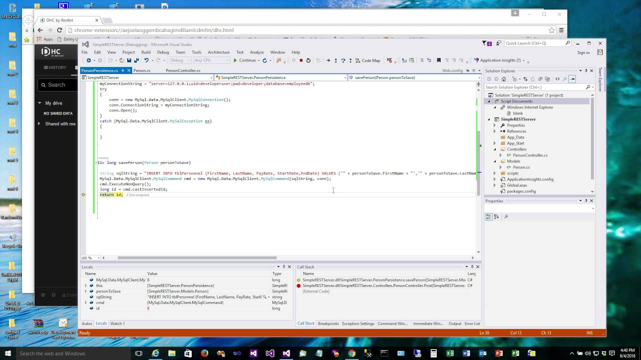 REST POST - Build a REST Service in Visual Studio 2015 Part 4