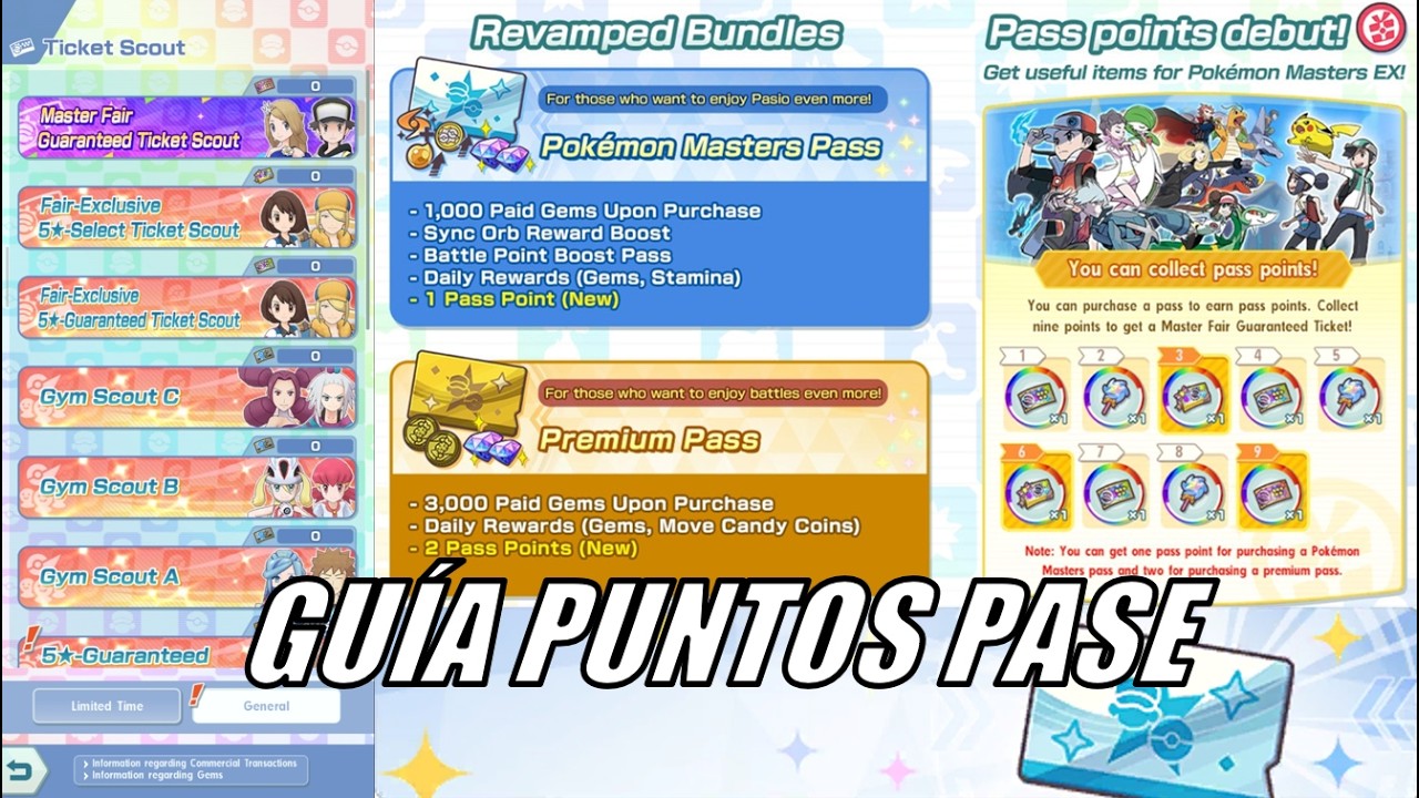 GUÍA DE LOS PUNTOS PASES🪙💎 Y CAMBIOS EN LAS OFERTA DE GEMAS - POKEMON MASTERS EX