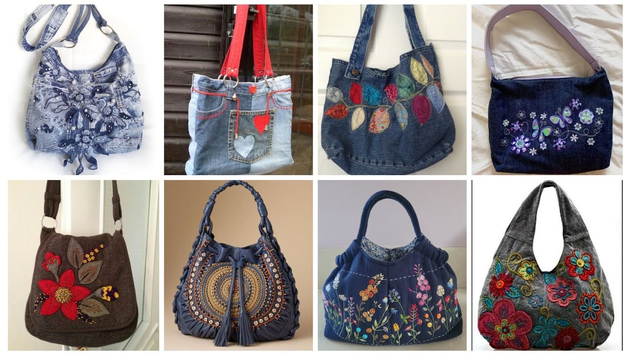 Stylish denim jeans stitch bags ideas 