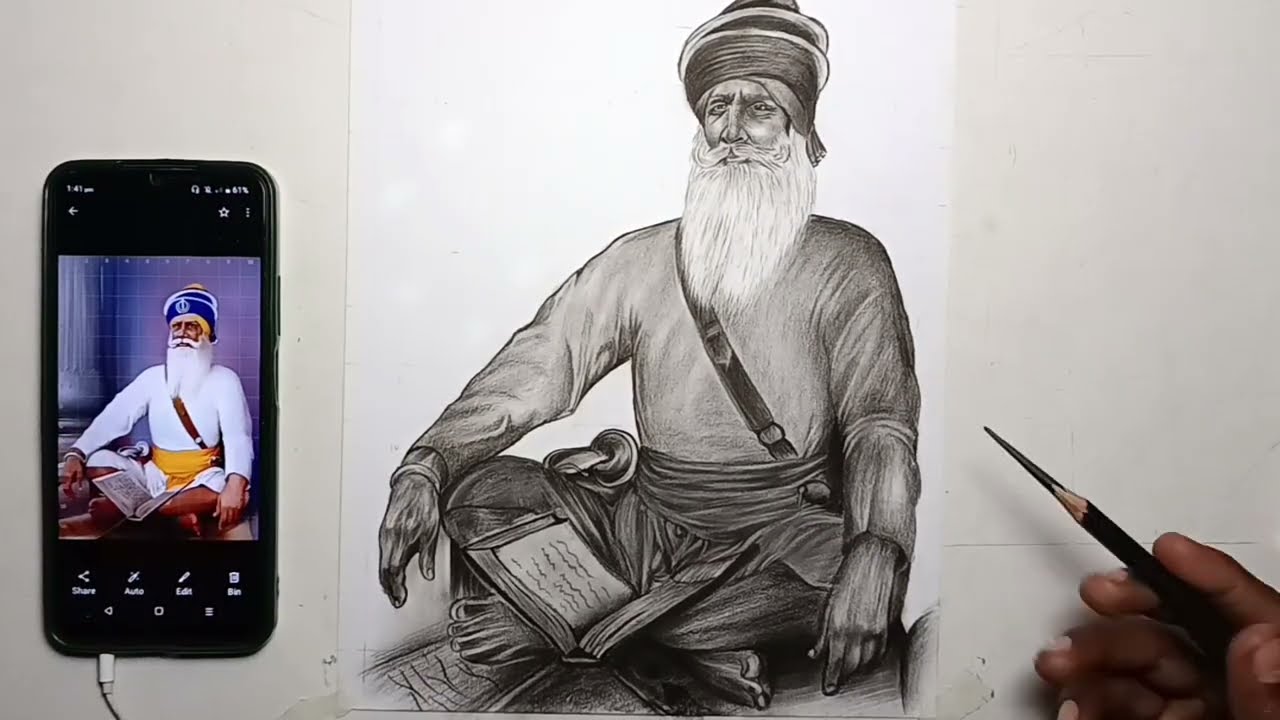 Baba Deep singh ji drawing, final part  #drawing #art #sketch #video 