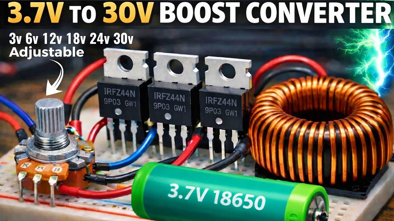 Make DIY 3.7v to 30v Adjustable Step Up Boost Converter