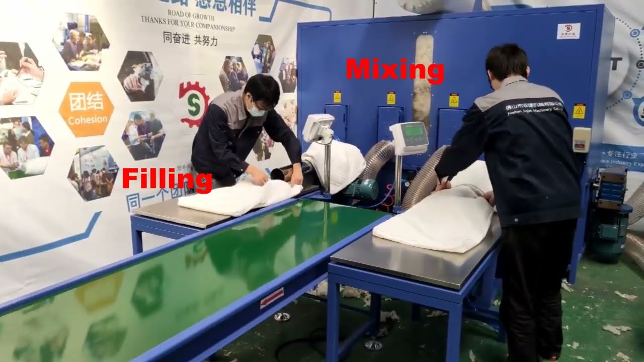 fiber and foam particles pillow filling machine