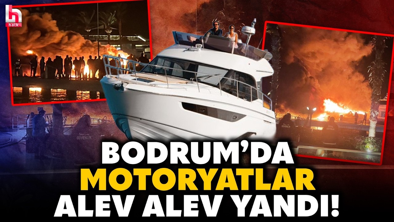 Facianın eşiğinden d&ouml;n&uuml;ld&uuml;! Bodrum'da milyonluk motoryatlar alevlere teslim olup b&ouml;yle battı!