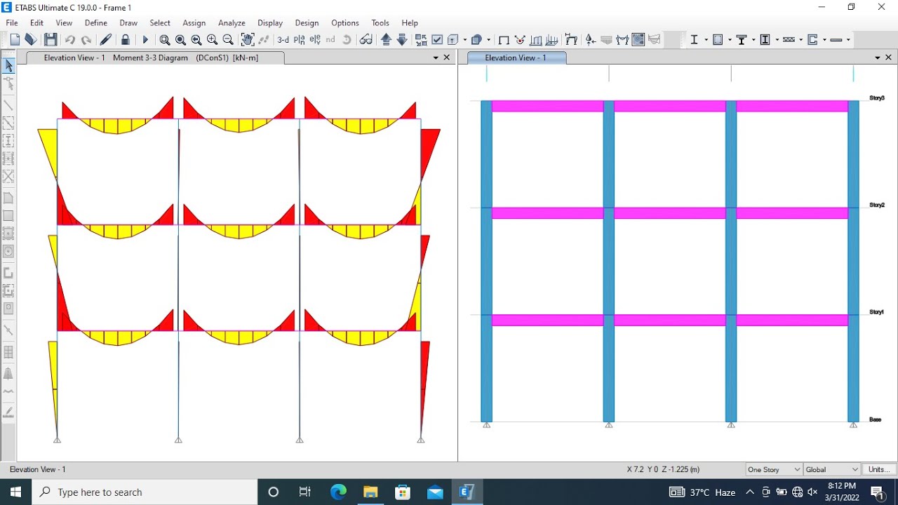 Analysis of 2D RC Frame Using ETABS
