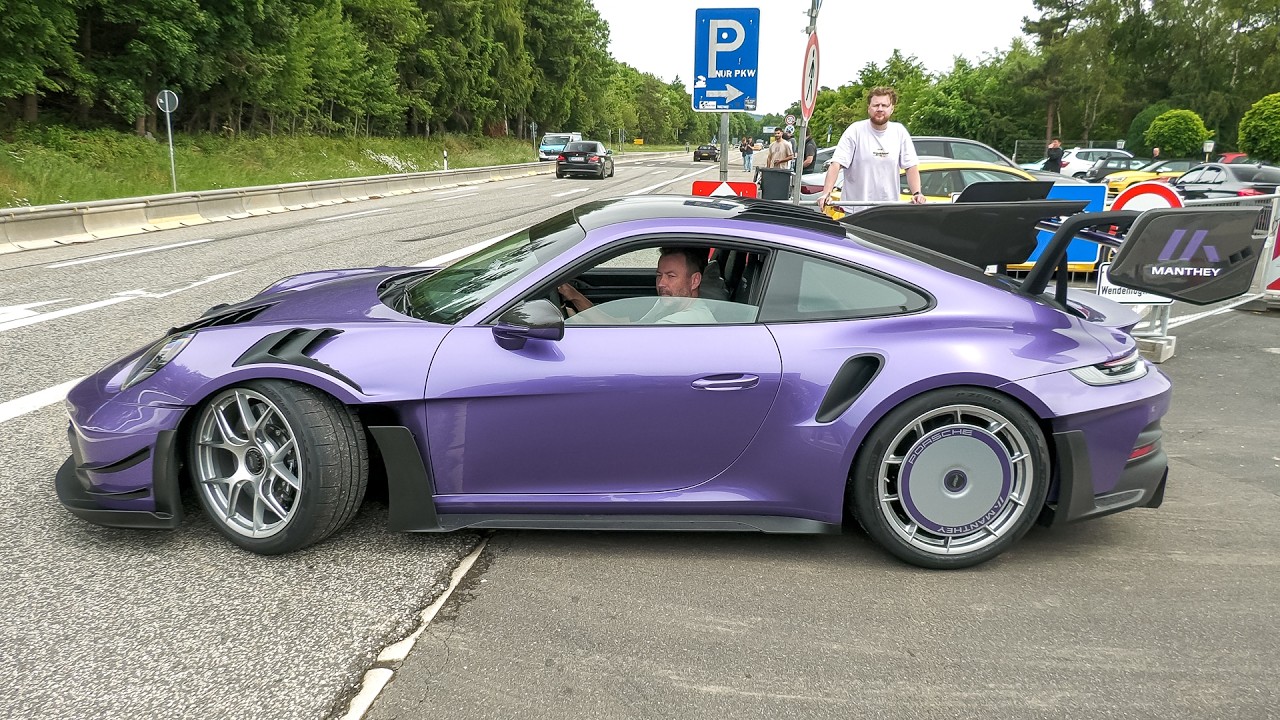 Cars Leaving N&uuml;rburgring Tankstelle - Milltek RS5, Huracan STO, Xiaomi SU7 Ultra, F40, MR 992 GT3 RS